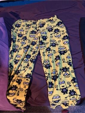 Yellow Minions-Print Pajama Pants - Soft Fleece